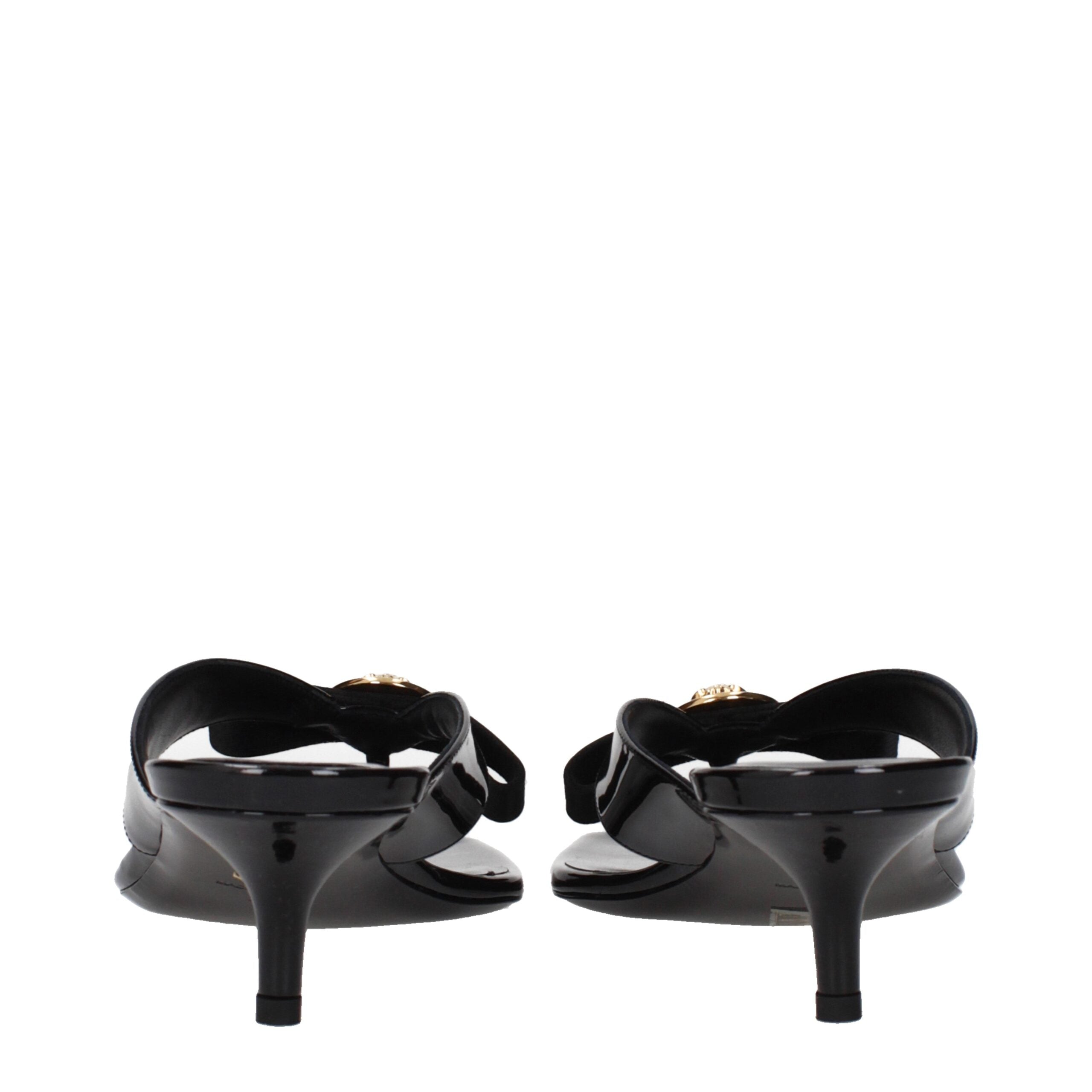 Versace Black Leather Stiletto Heel Sandals Versace