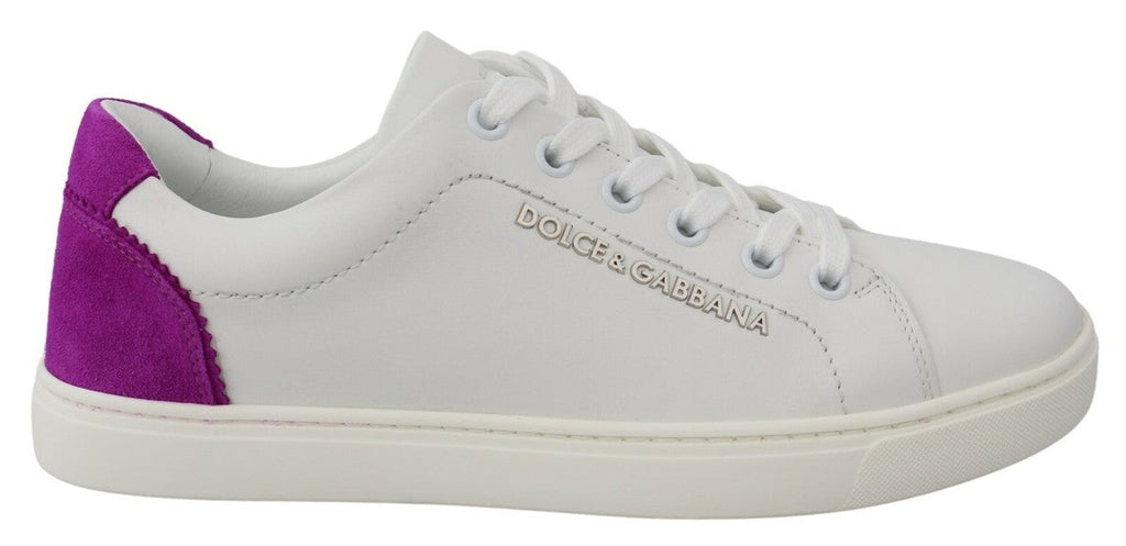 Dolce & Gabbana White Suede Leather Low Top Sneakers Shoes Dolce & Gabbana
