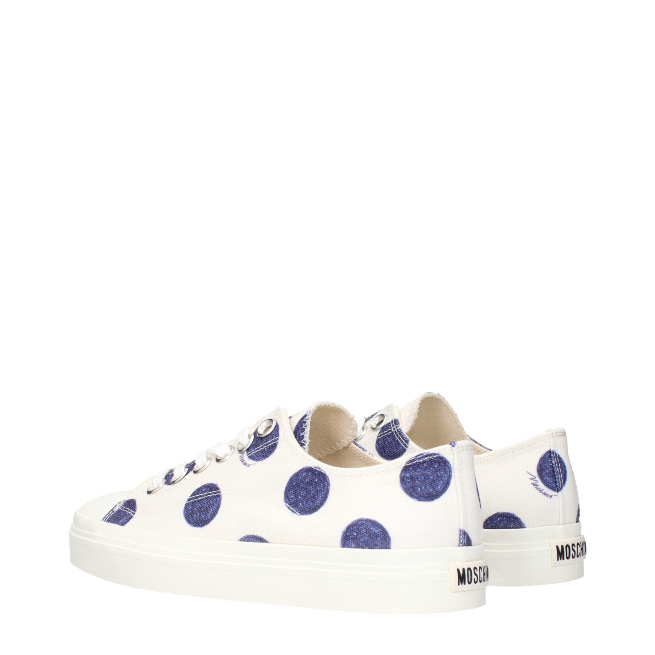 Moschino White Fabric Low Top Sneakers Moschino