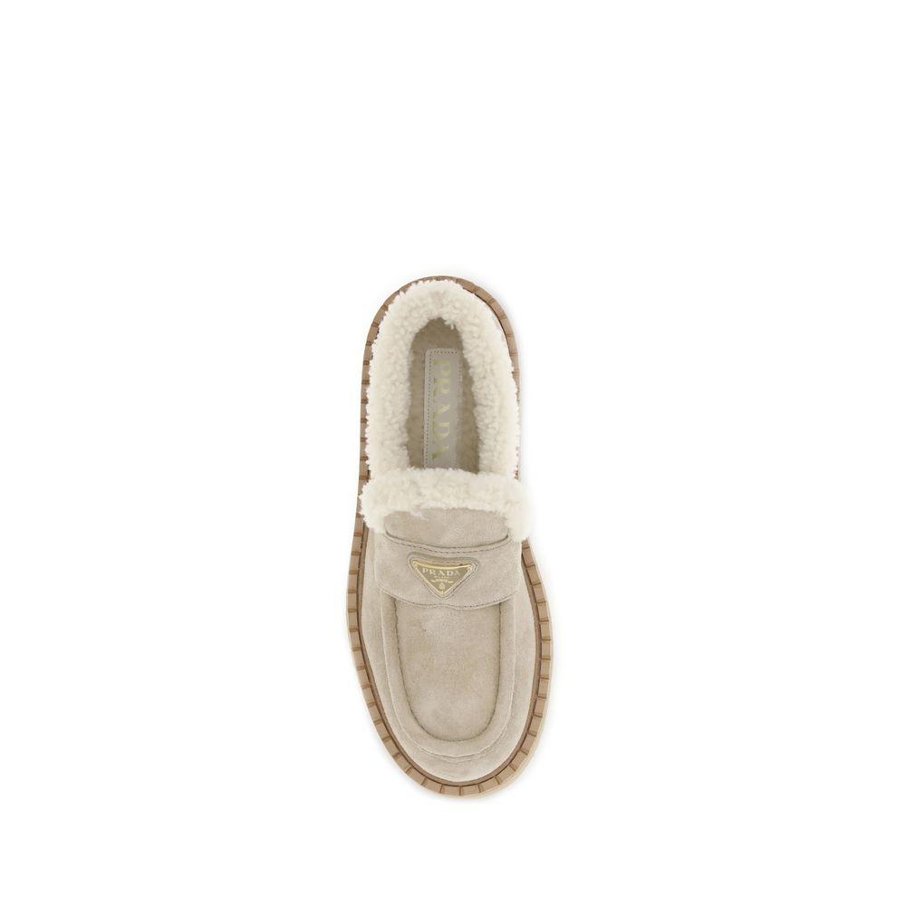 Prada Suede Loafers with shearling Prada
