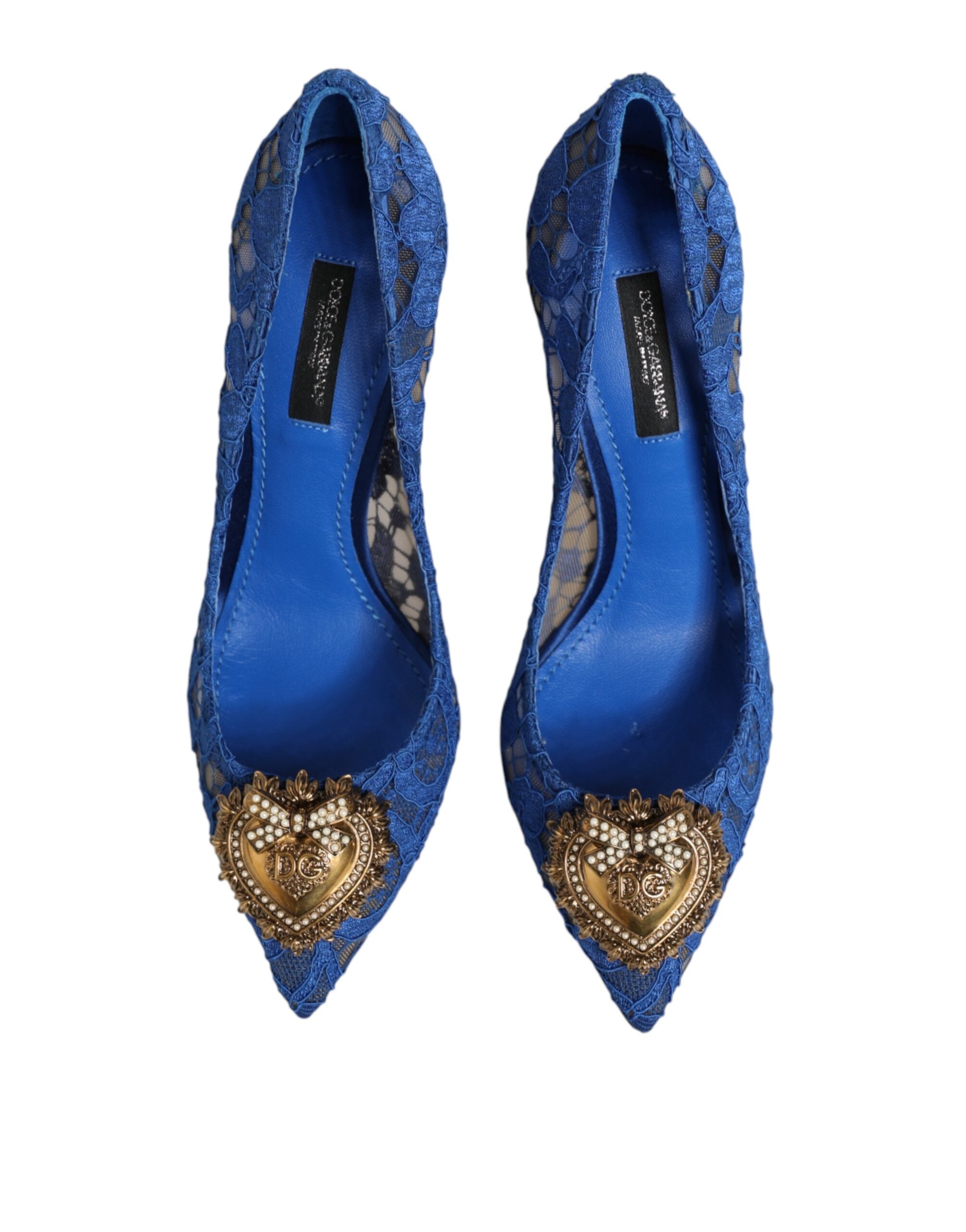 Dolce & Gabbana Blue Taormina Lace DEVOTION Pumps Shoes \ Dolce & Gabbana