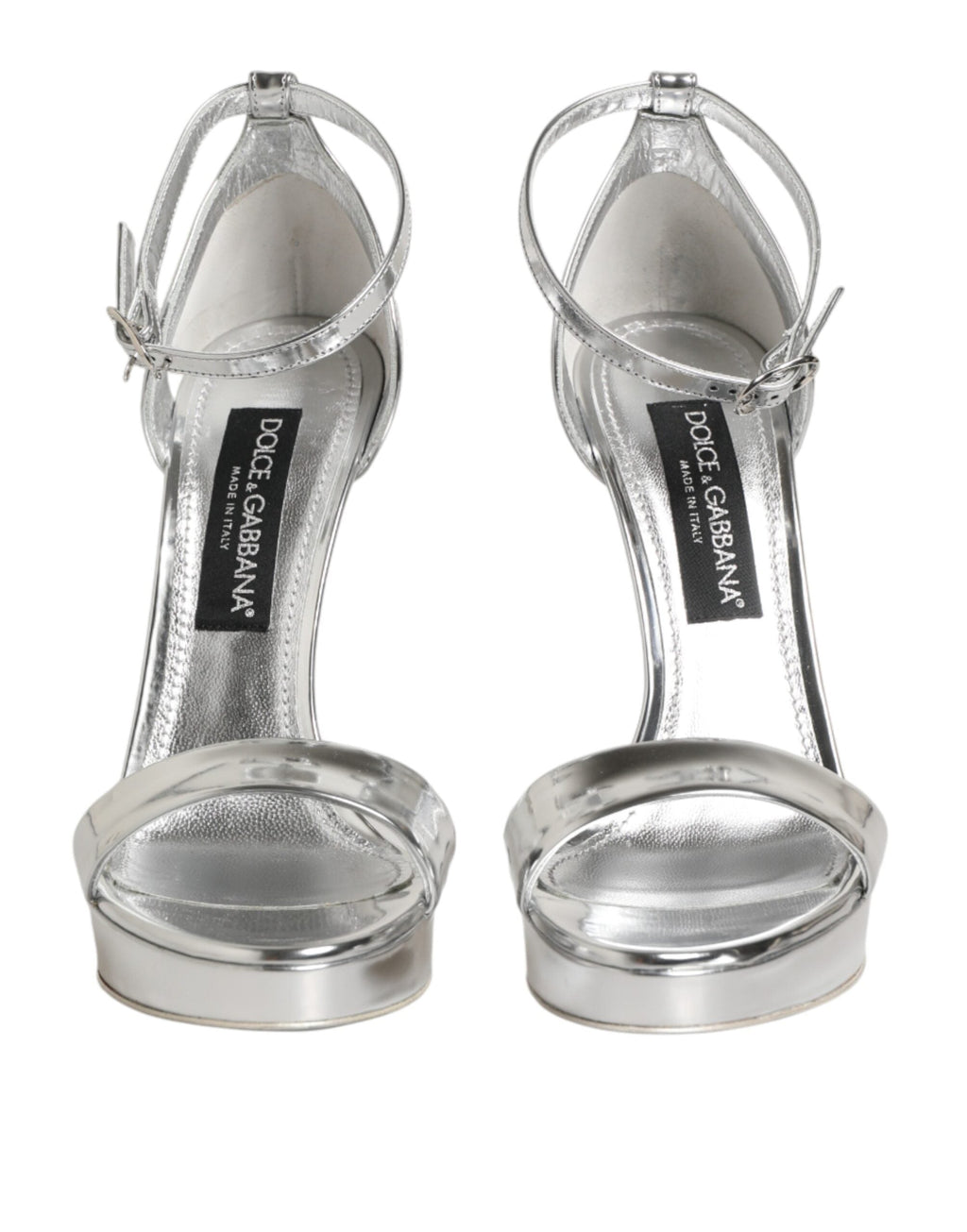 Dolce & Gabbana Silver Leather Platform Keira Sandals Shoes Dolce & Gabbana