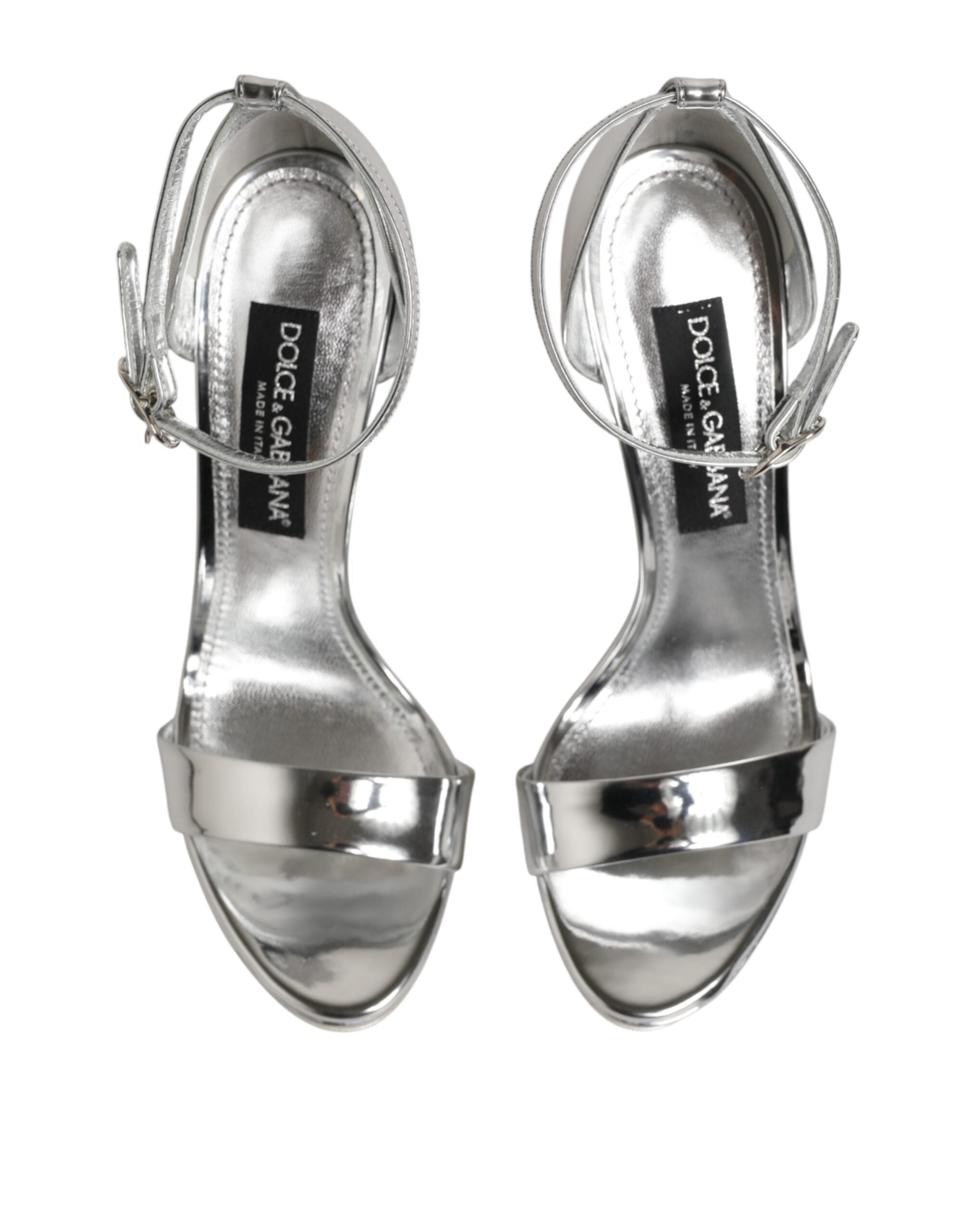 Dolce & Gabbana Silver Leather Platform Keira Sandals Shoes Dolce & Gabbana