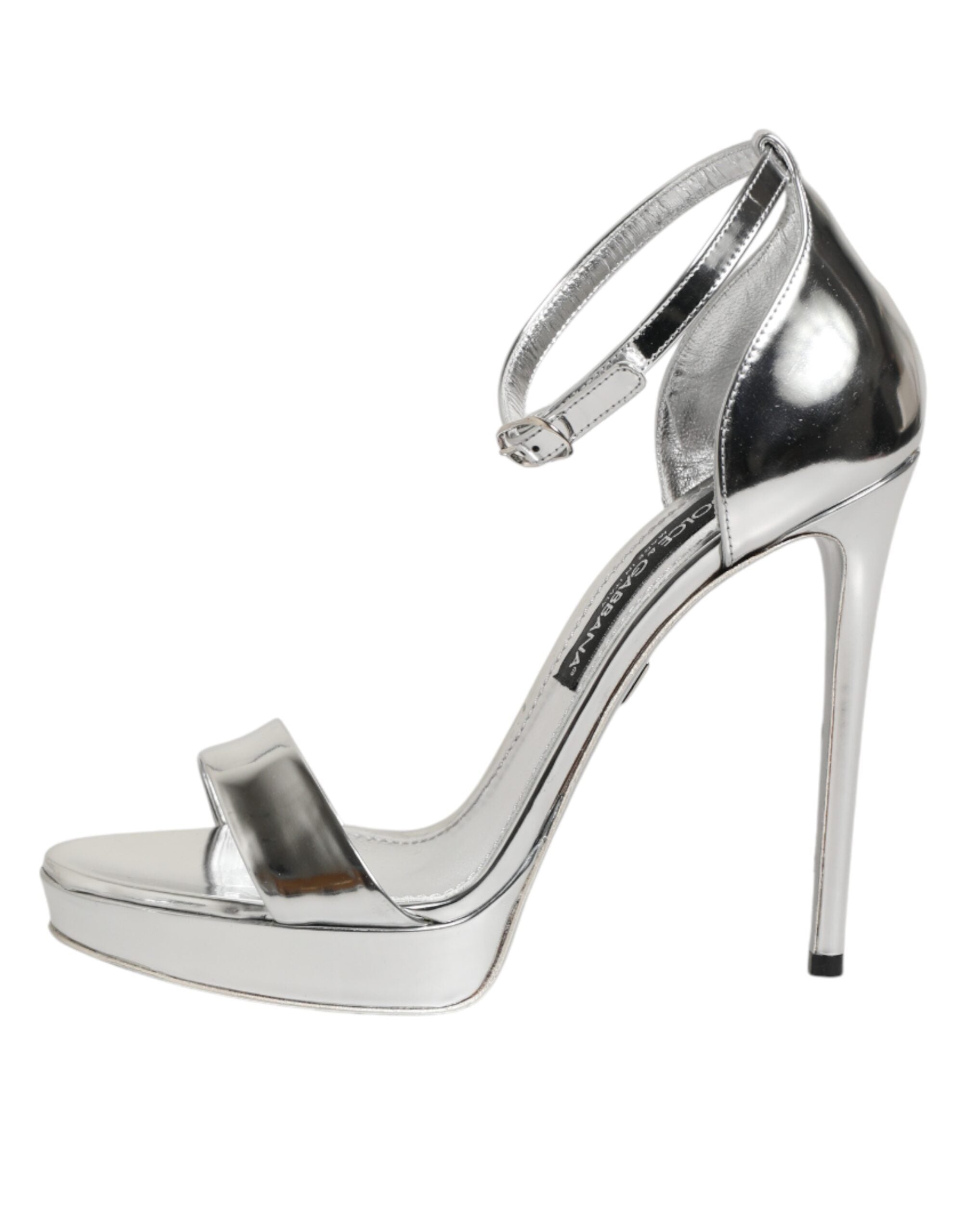 Dolce & Gabbana Silver Leather Platform Keira Sandals Shoes Dolce & Gabbana