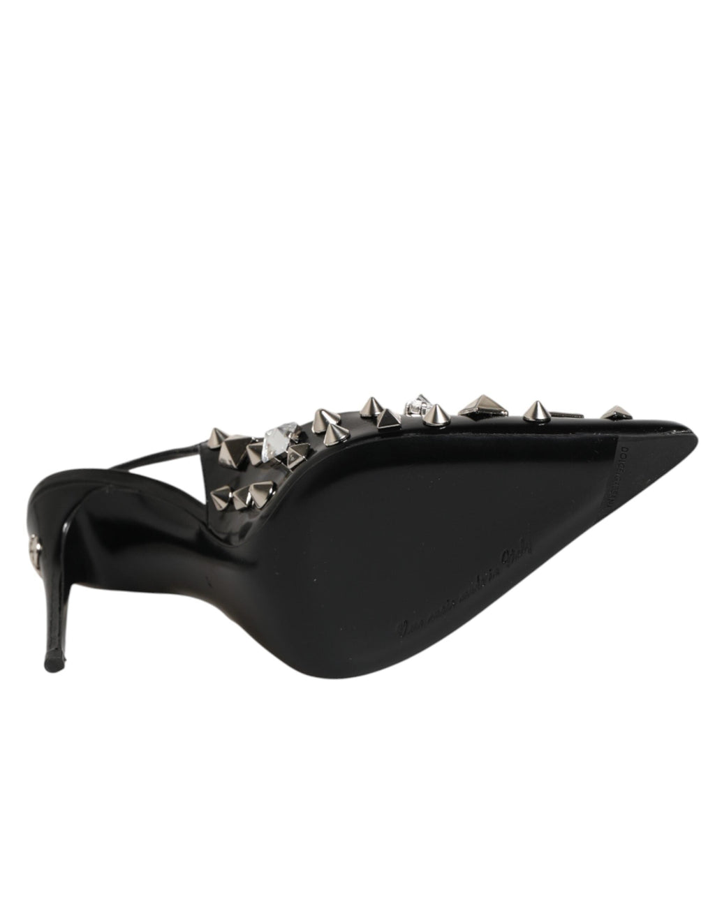 Dolce & Gabbana Black Studded Leather Heels Slingbacks Shoes Dolce & Gabbana