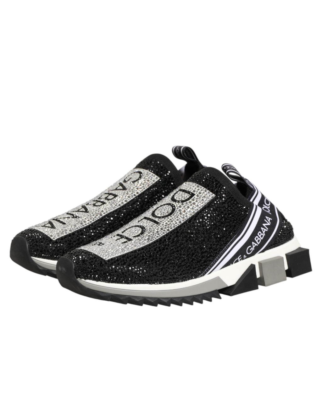 Dolce & Gabbana Black Silver Slip On Sorrento Sneakers Shoes Dolce & Gabbana