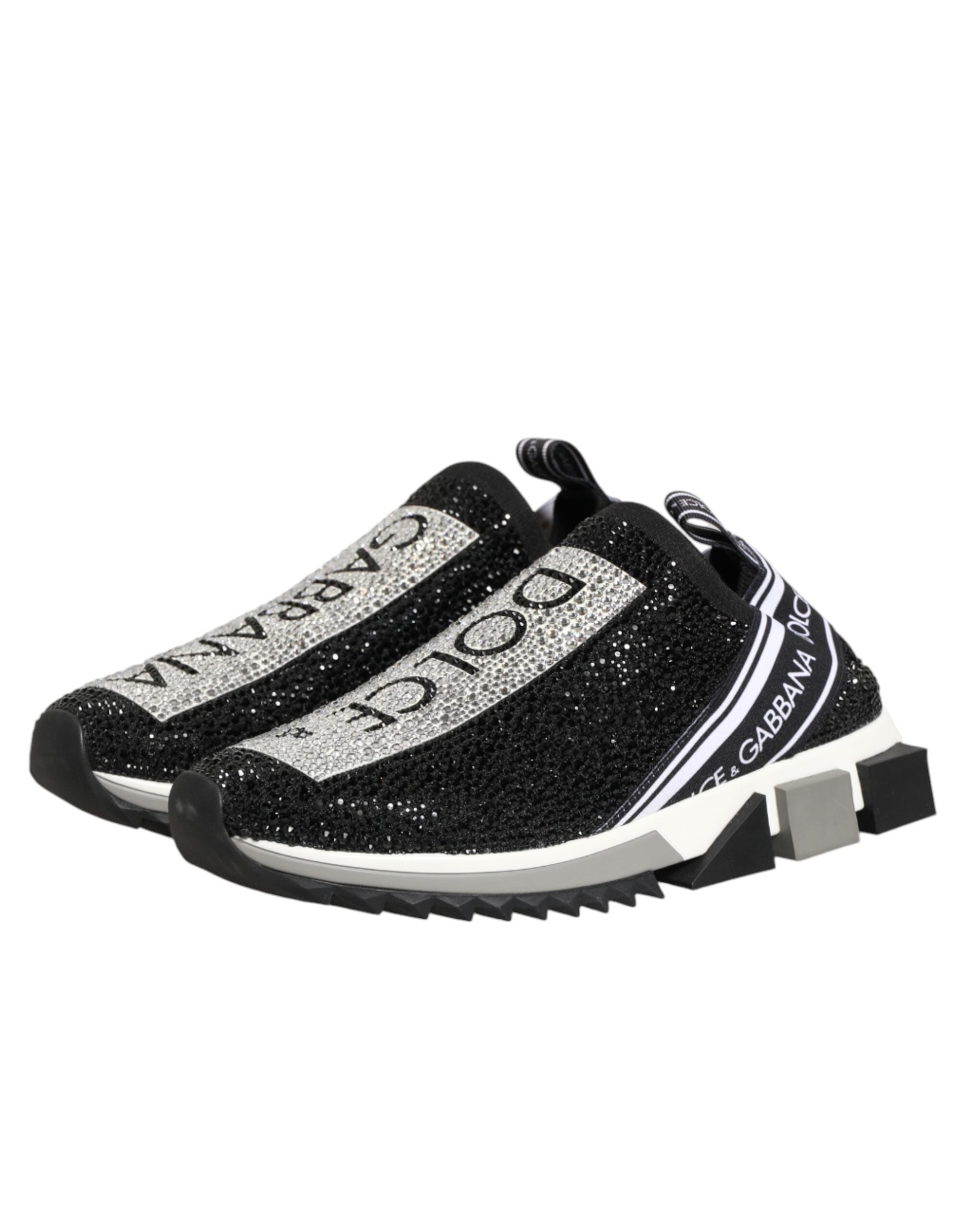 Dolce & Gabbana Black Silver Slip On Sorrento Sneakers Shoes Dolce & Gabbana