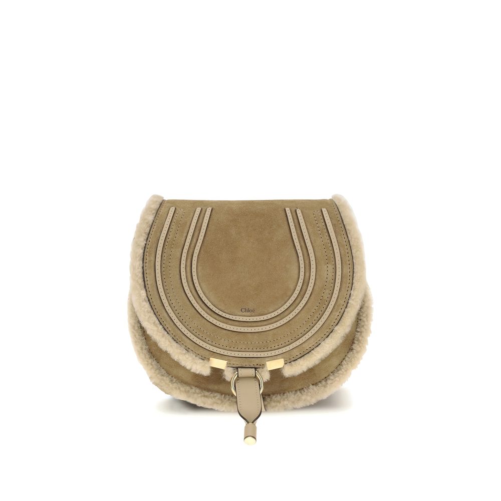 Chloé Small Saddle Marcie Shoulder Bag in suede and shearling Chloé