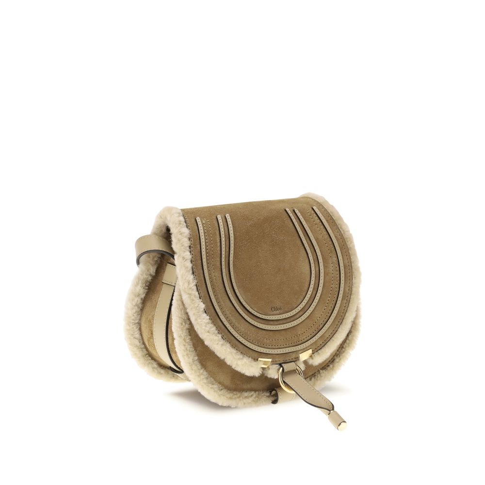 Chloé Small Saddle Marcie Shoulder Bag in suede and shearling Chloé