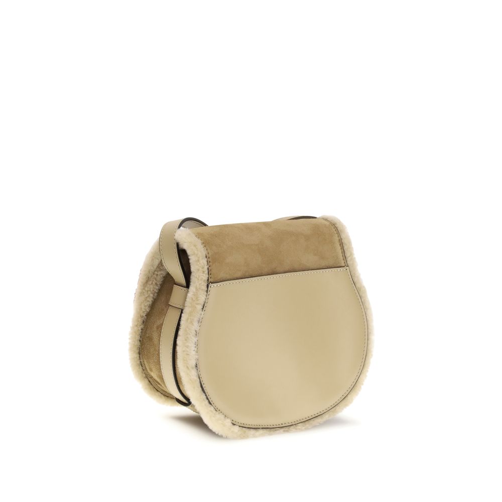 Chloé Small Saddle Marcie Shoulder Bag in suede and shearling Chloé
