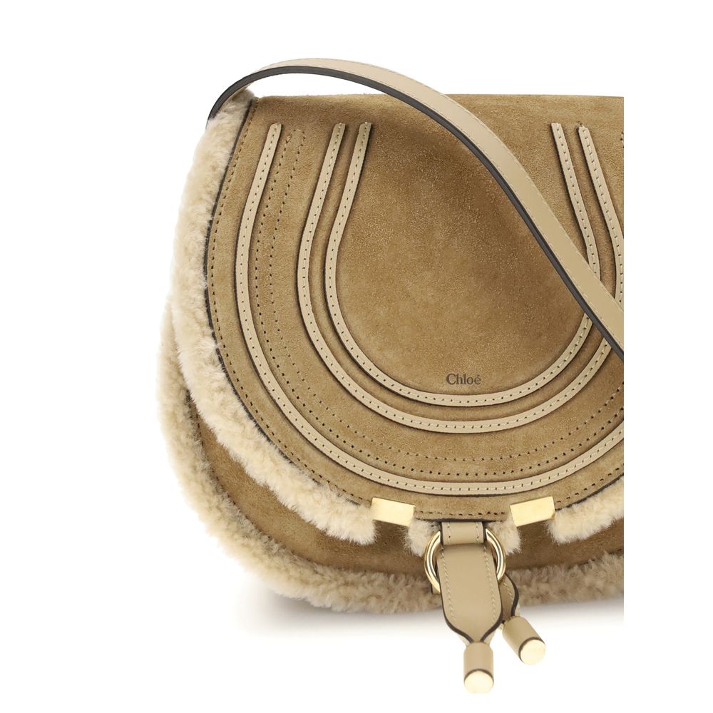 Chloé Small Saddle Marcie Shoulder Bag in suede and shearling Chloé