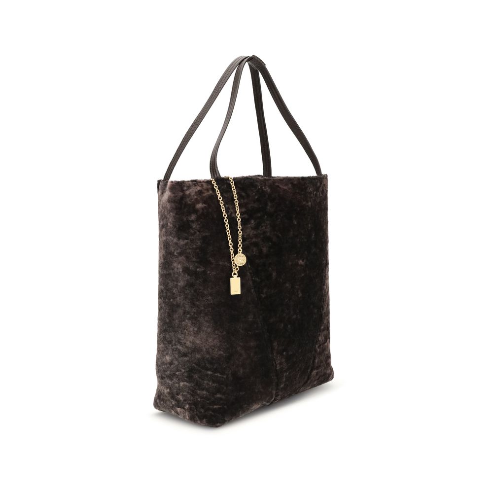 Chloé Large Spin Tote Bag in soft shearling Chloé