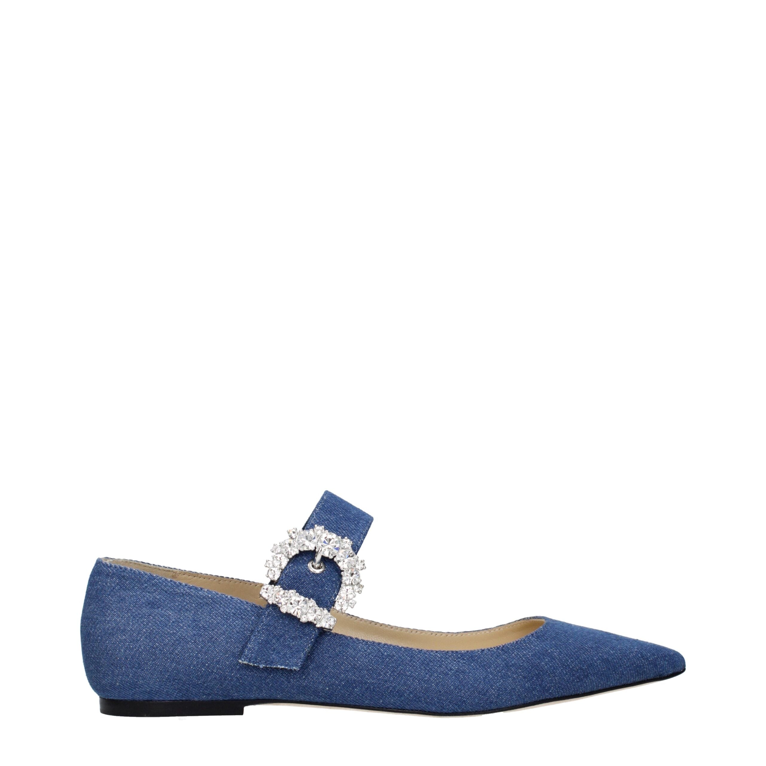 Jimmy Choo Blue Fabric Ballet Flats Jimmy Choo