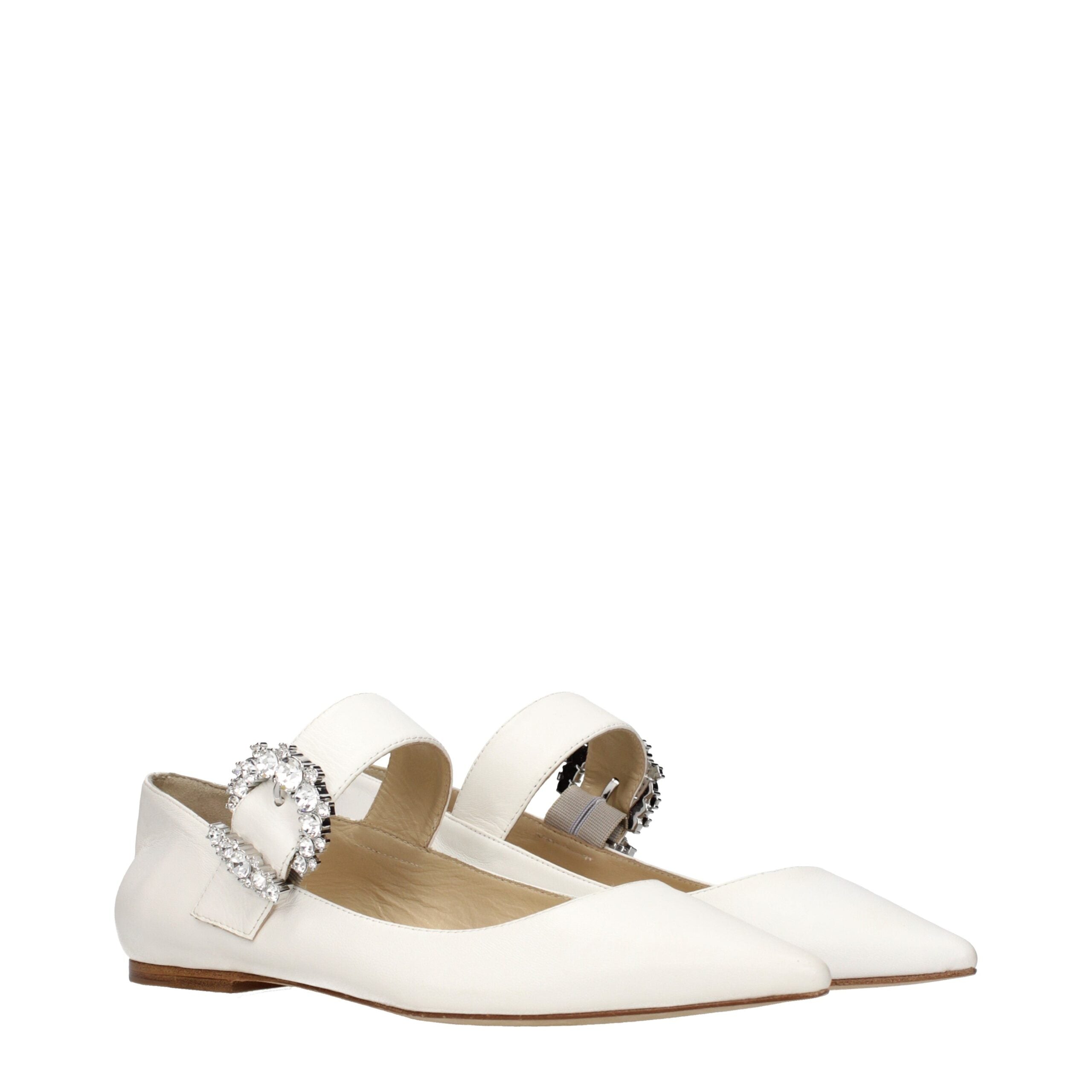 Jimmy Choo White Leather Ballet Flats Jimmy Choo