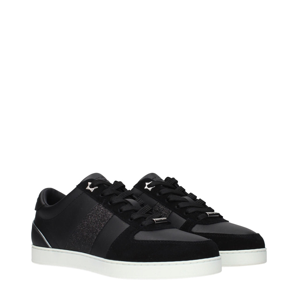 Jimmy Choo Black Leather Low Top Sneakers Jimmy Choo