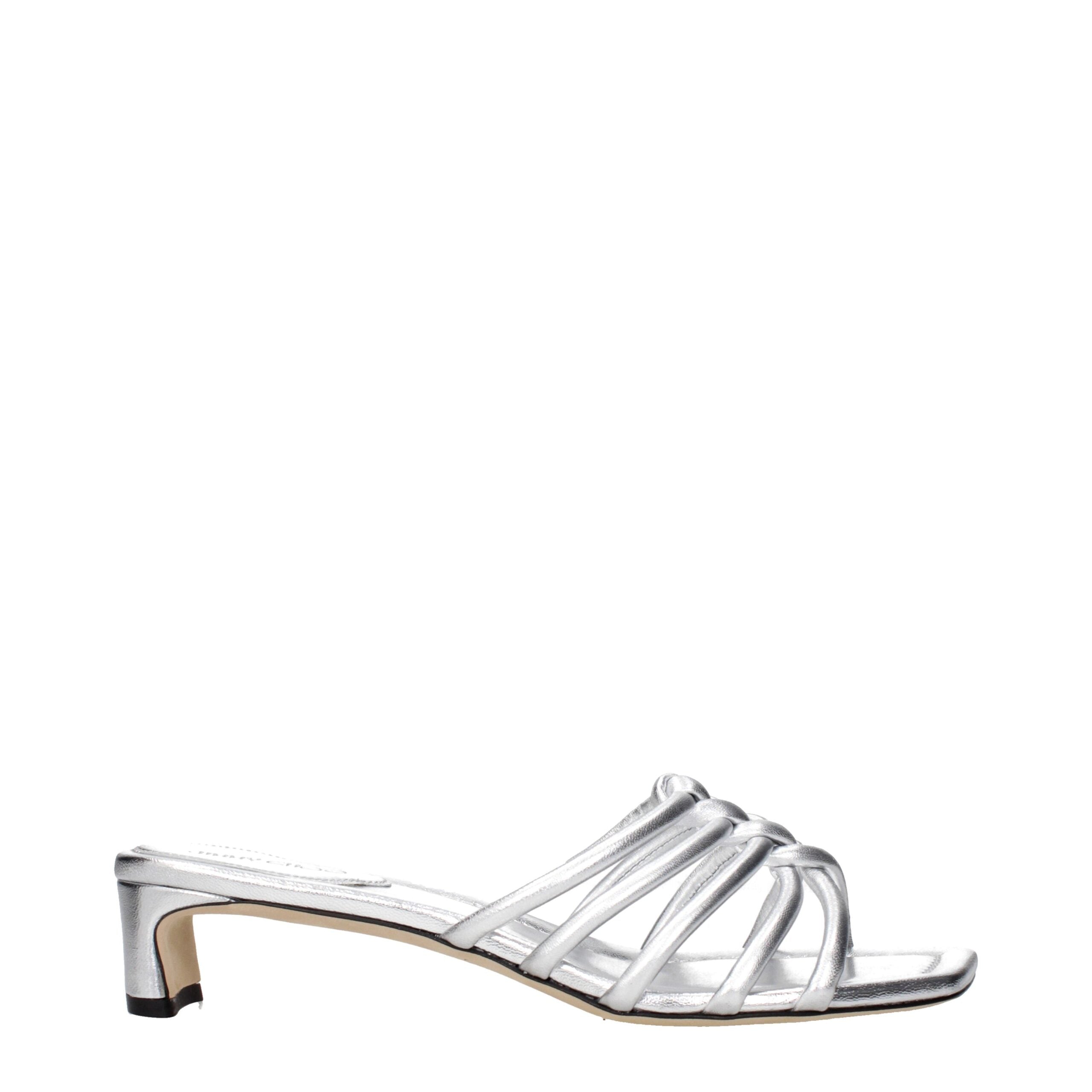 Jimmy Choo Gray Leather Flat Sandals Jimmy Choo
