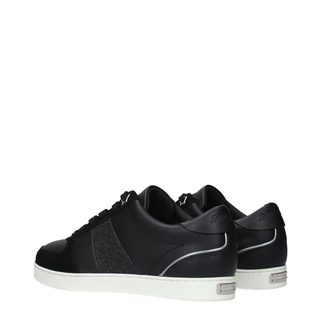 Jimmy Choo Black Leather Low Top Sneakers Jimmy Choo