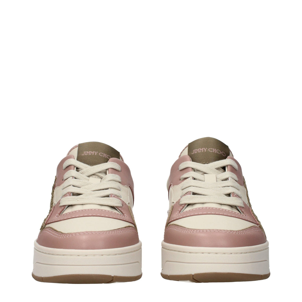 Jimmy Choo Pink Leather Low Top Sneakers Jimmy Choo