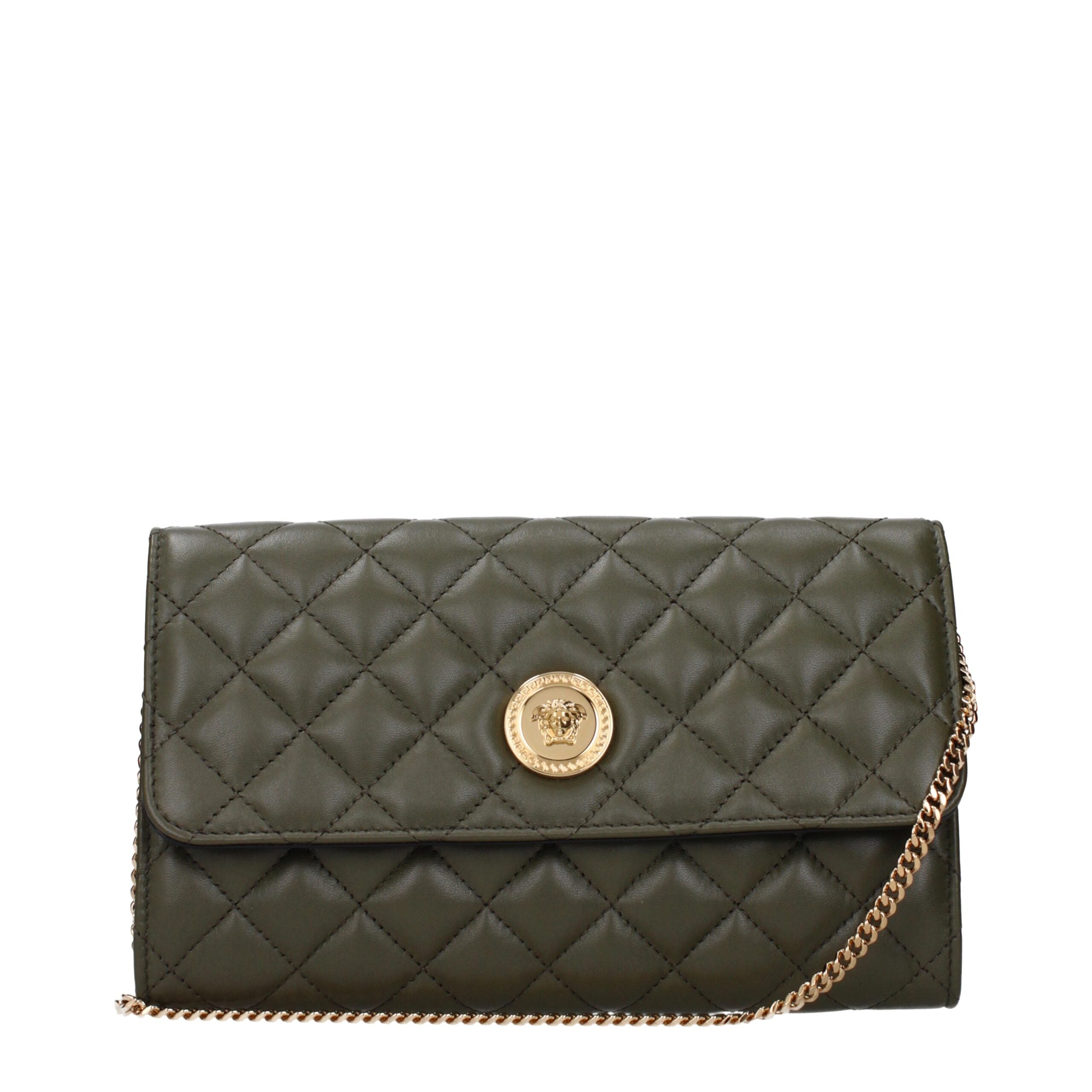 Versace Green Leather Clutch Bag Versace