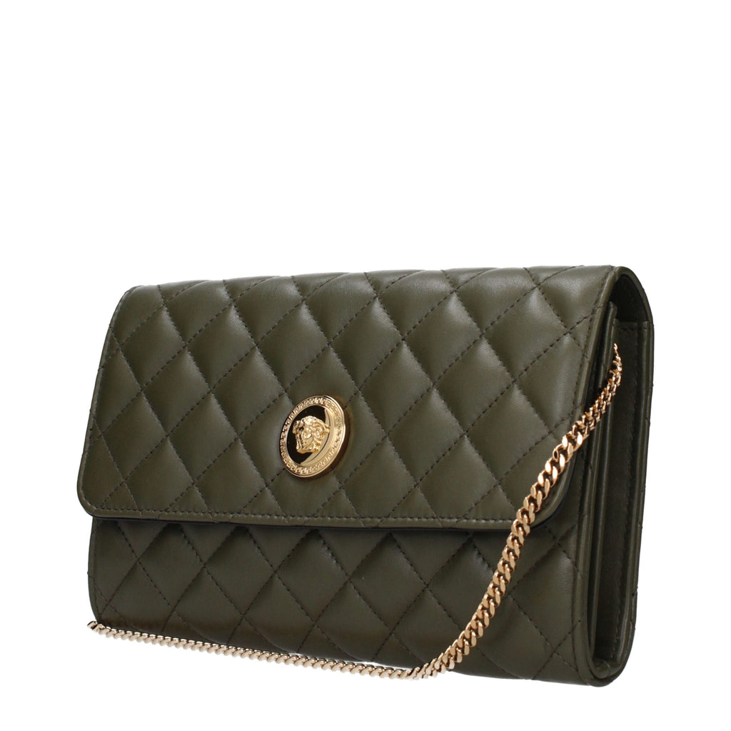 Versace Green Leather Clutch Bag Versace