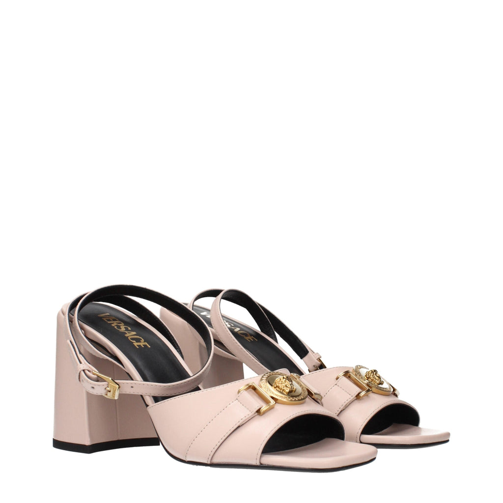Versace Pink Leather Platform Sandals Versace