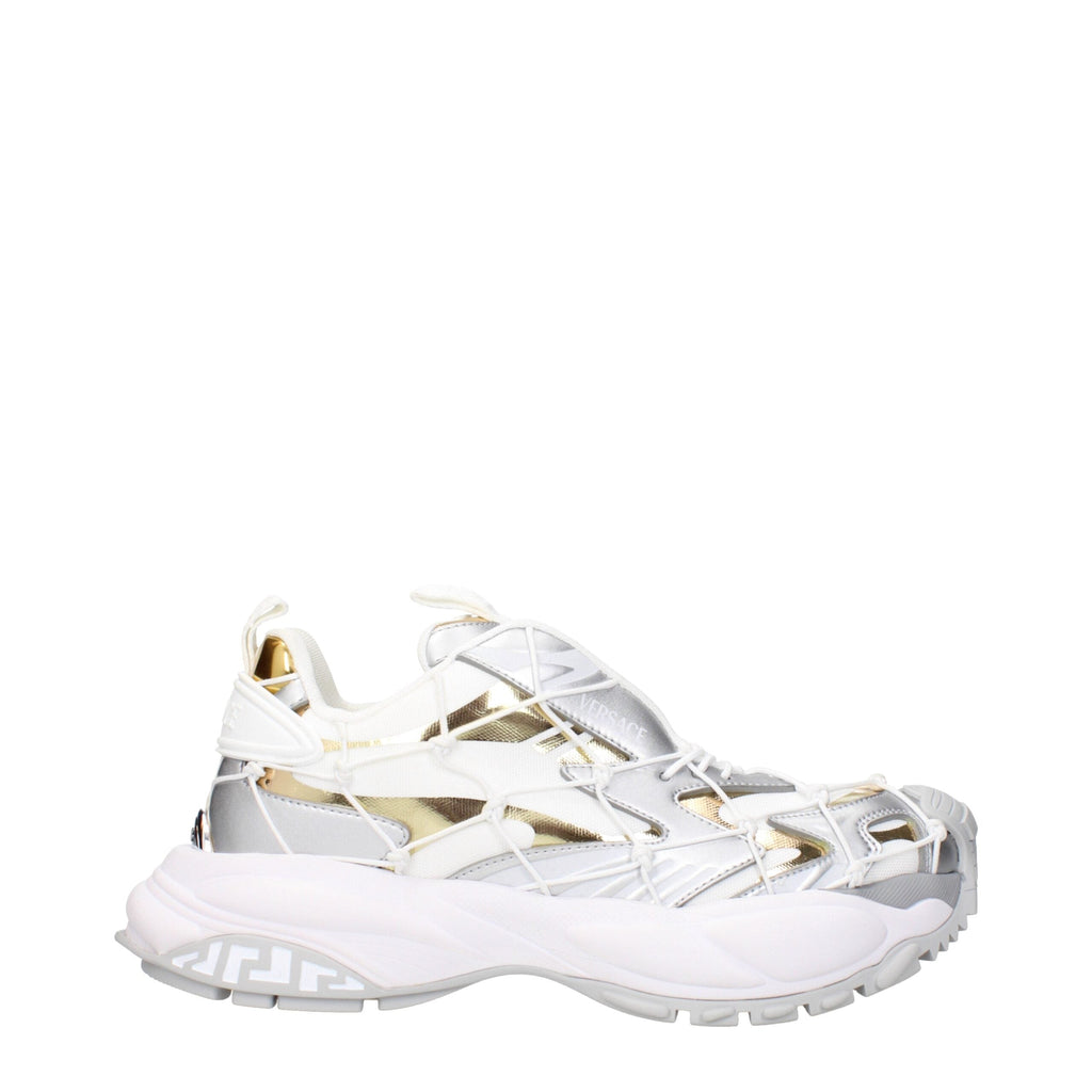 Versace White Fabric Chunky Sneakers Versace
