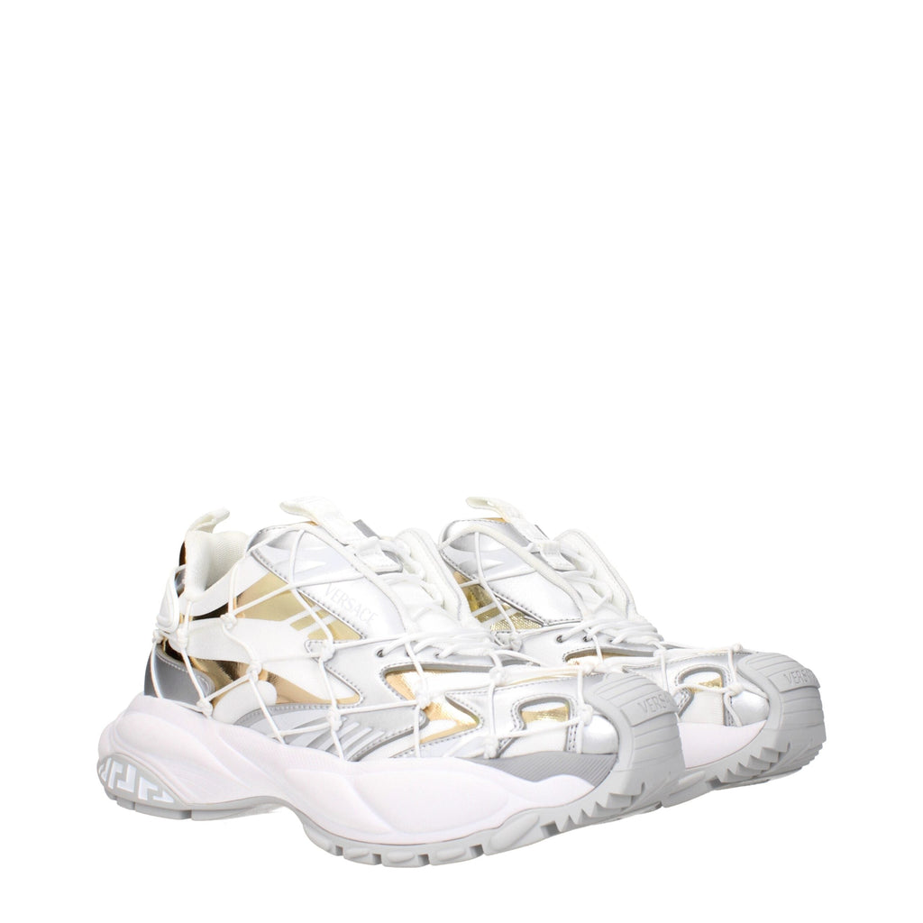 Versace White Fabric Chunky Sneakers Versace