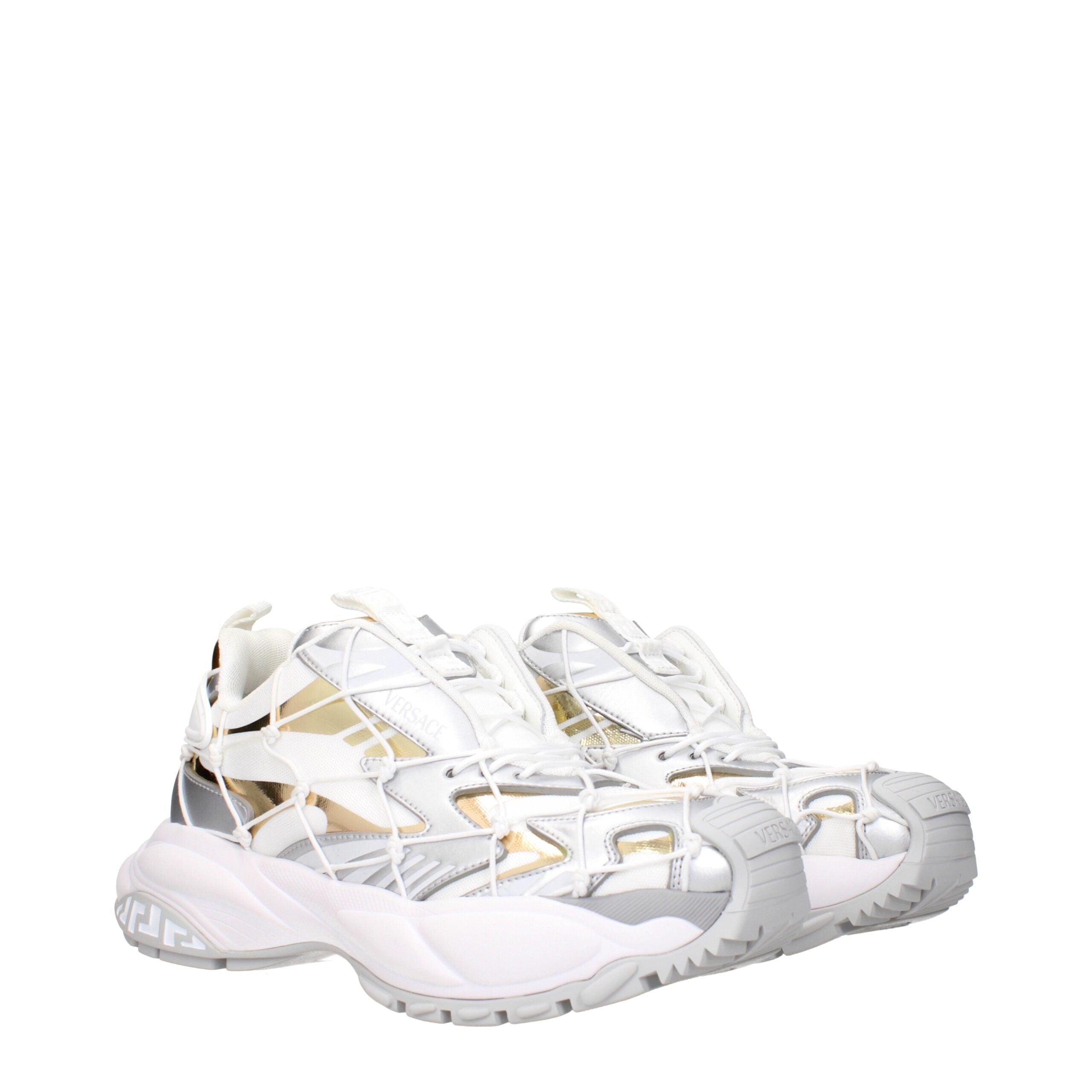 Versace White Fabric Chunky Sneakers Versace