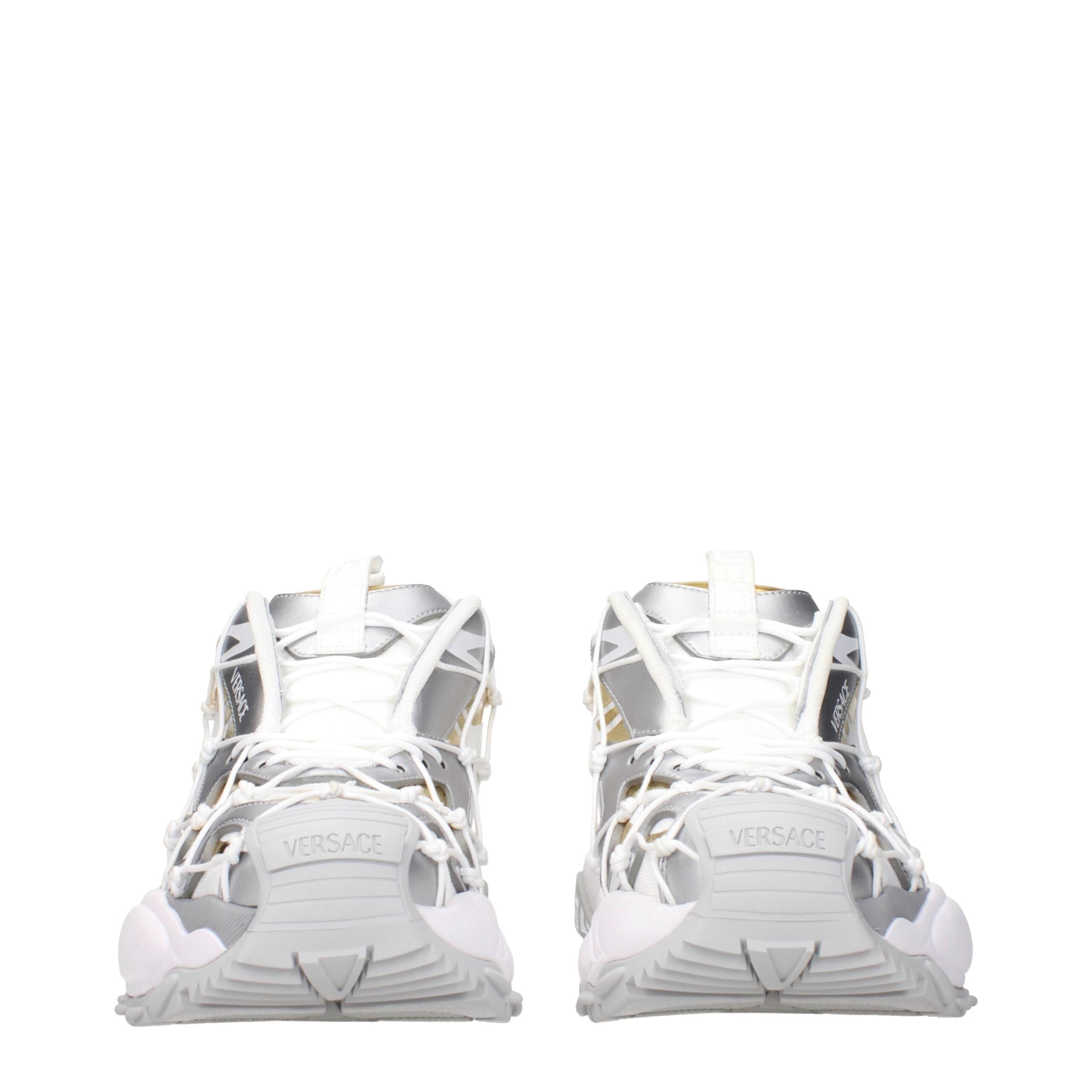 Versace White Fabric Chunky Sneakers Versace