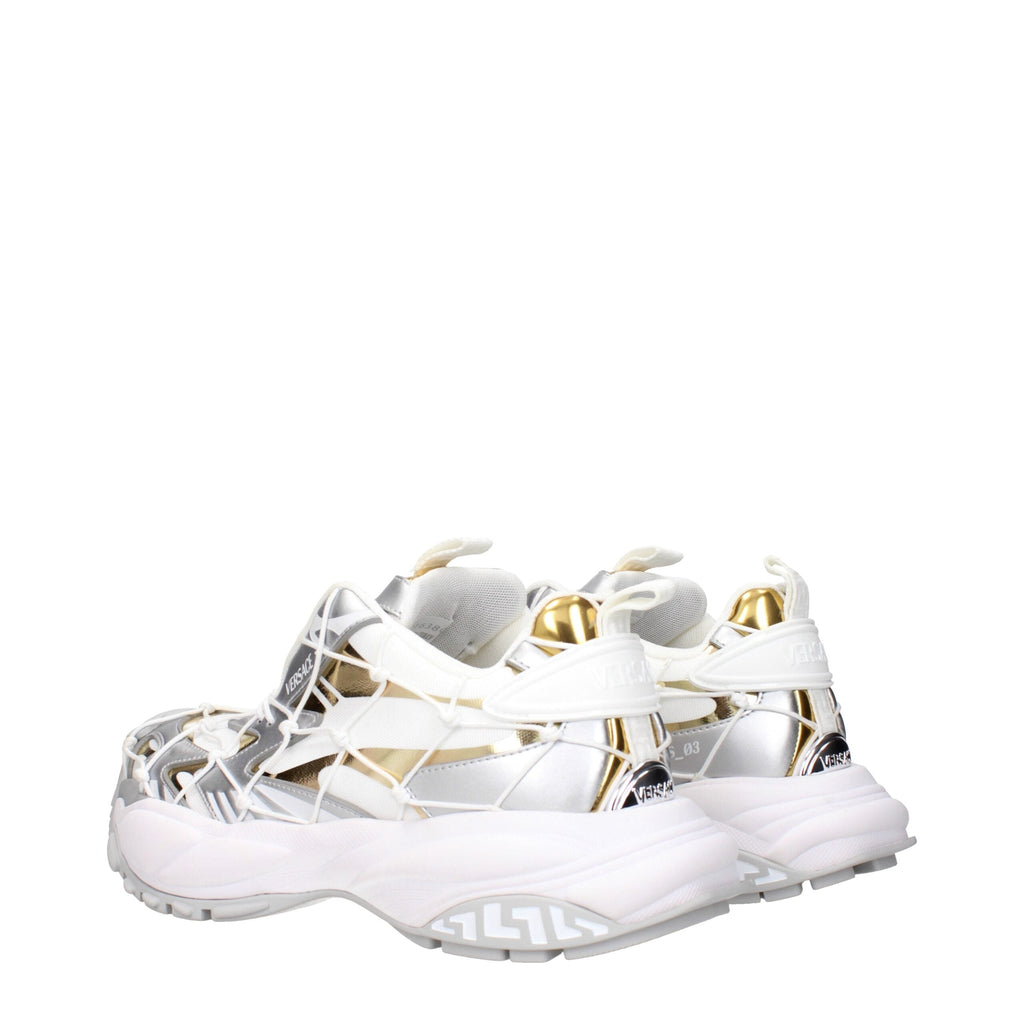 Versace White Fabric Chunky Sneakers Versace