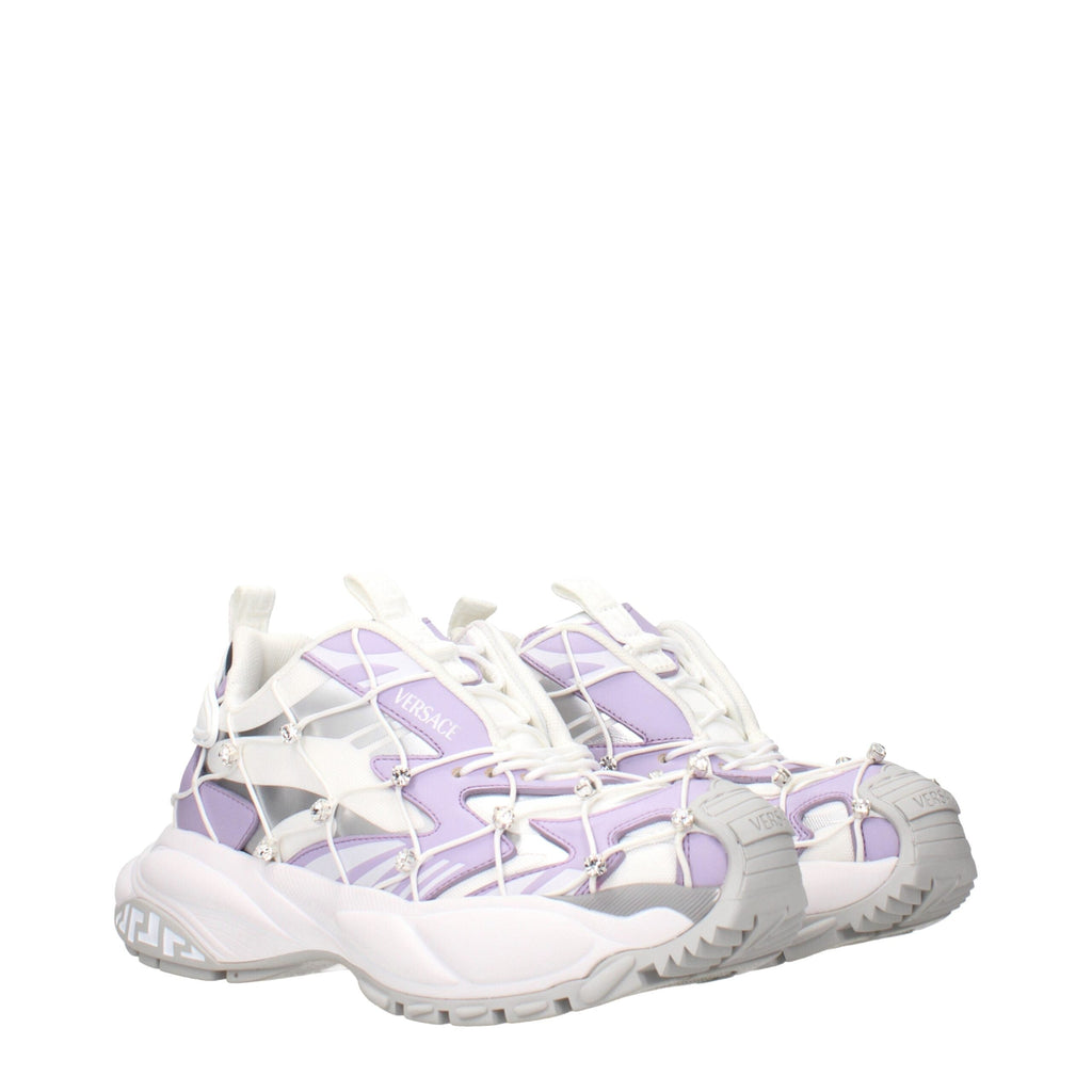 Versace White Fabric Chunky Sneakers Versace