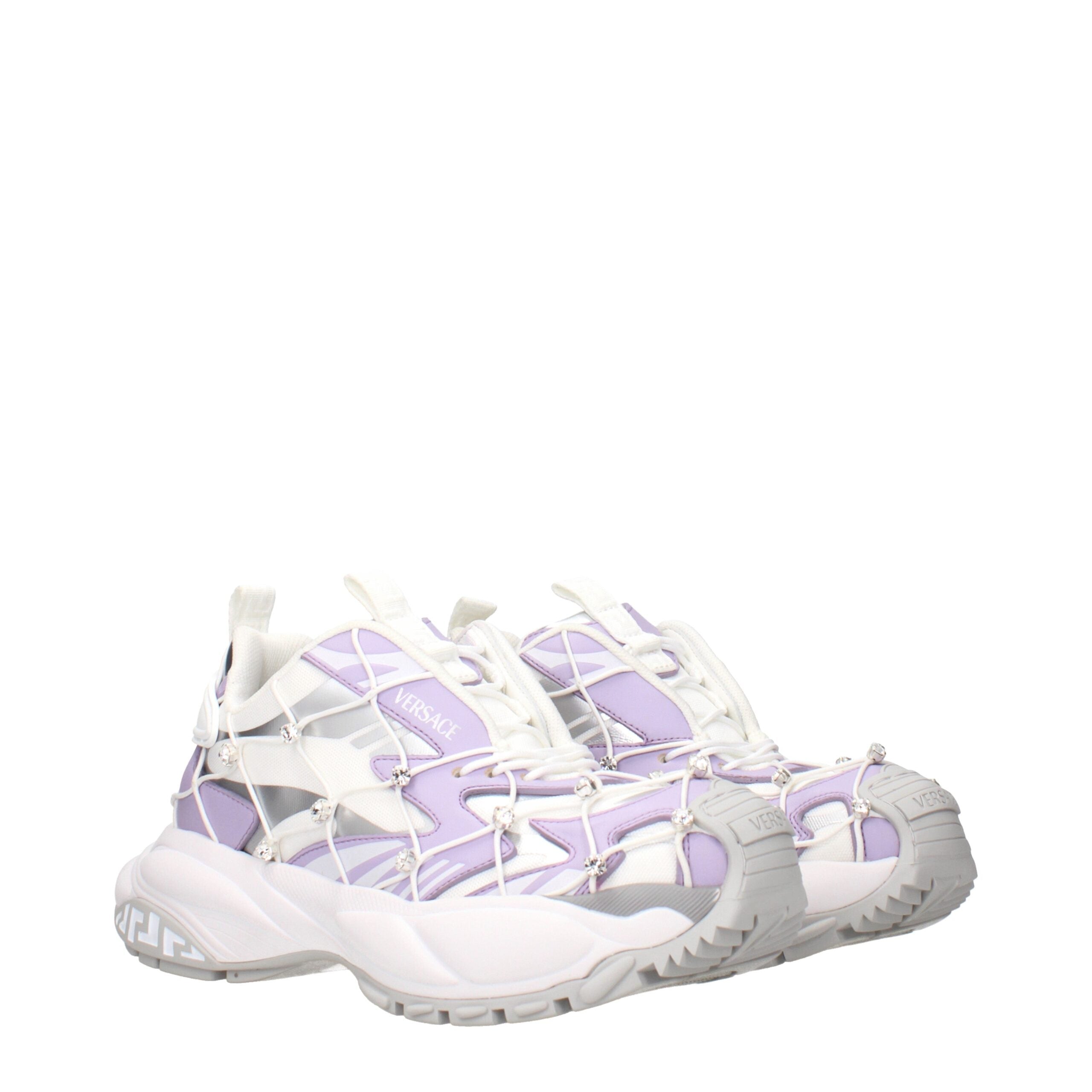 Versace White Fabric Chunky Sneakers Versace