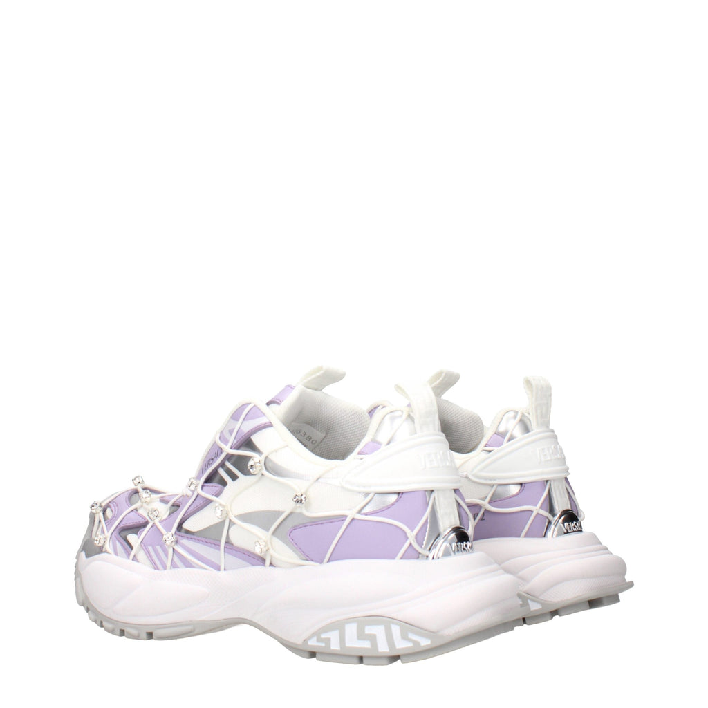 Versace White Fabric Chunky Sneakers Versace