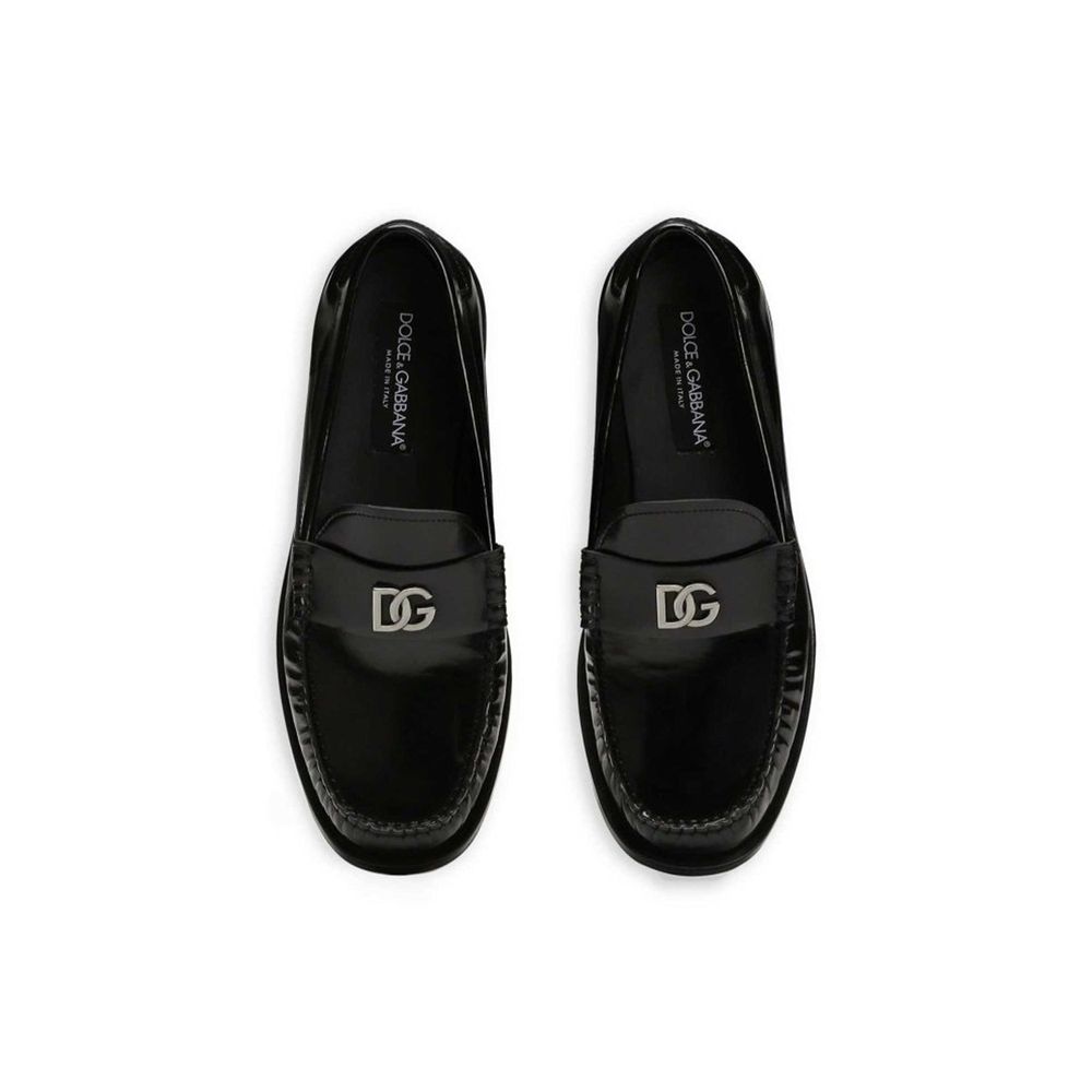 Dolce & Gabbana Black Calfskin Slip-On Loafers Dolce & Gabbana