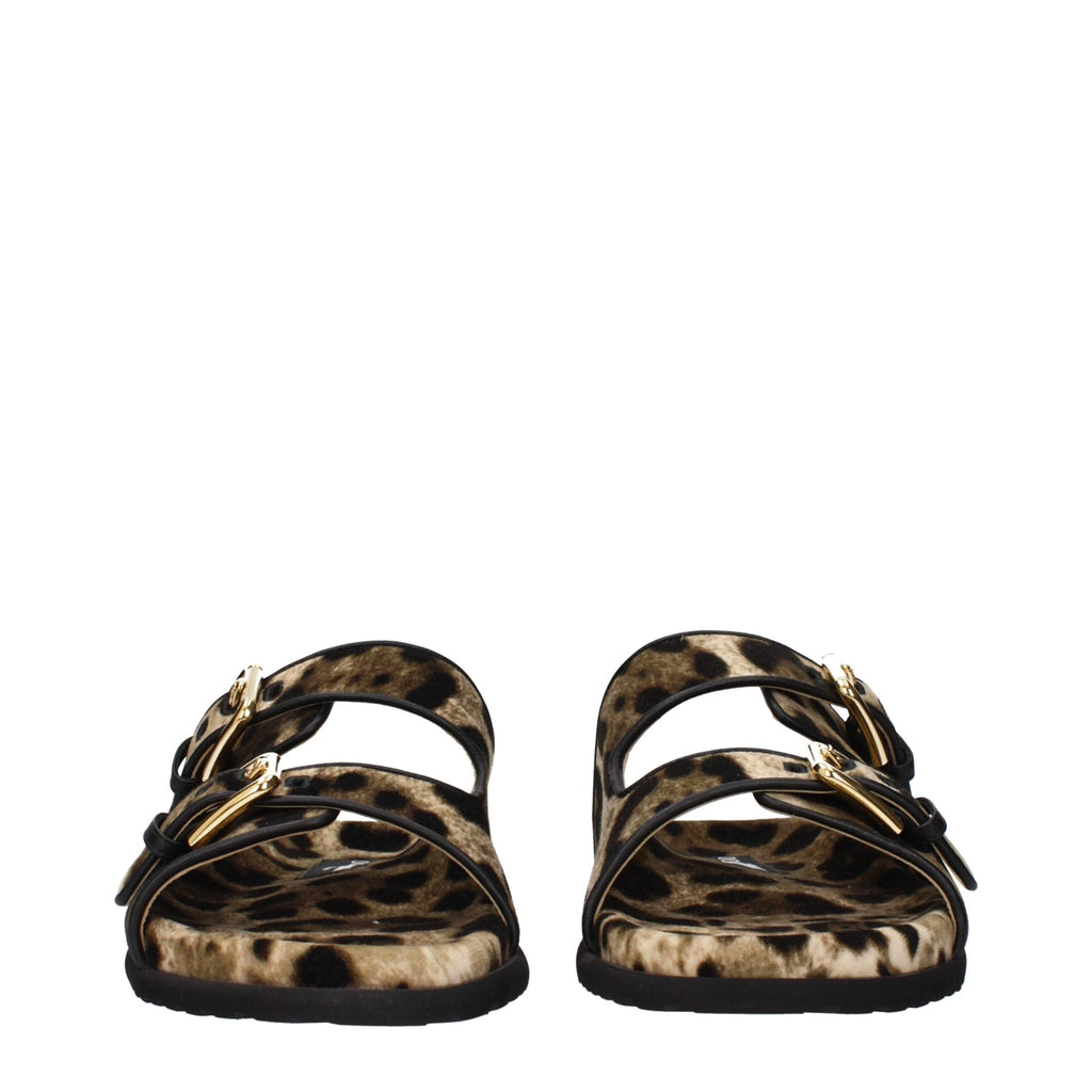 Dolce & Gabbana Beige Velvet Slippers Dolce & Gabbana
