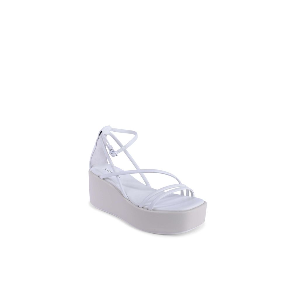 Calvin Klein White Leather Platform Sandals Calvin Klein